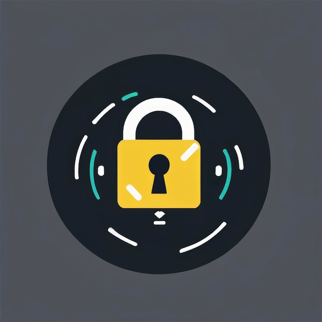 Minimalistic Cyber security icon vector clip art logo illustration
