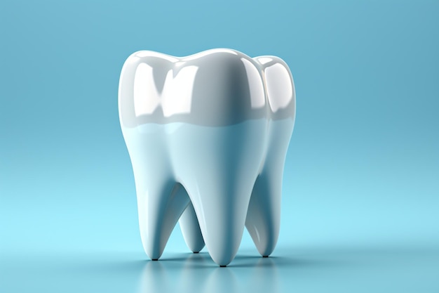Minimalistic dental concept pristine tooth model against blue promoting oral hygiene
