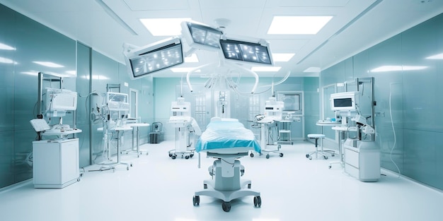 Minimalistic design interior of operating room in modern clinic ai generative