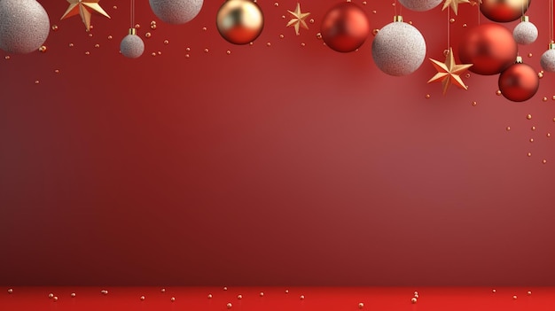 Minimalistic design Merry Christmas and Happy new year Festive design with decorative elements Holiday season Horizontal banner and poster header for website
