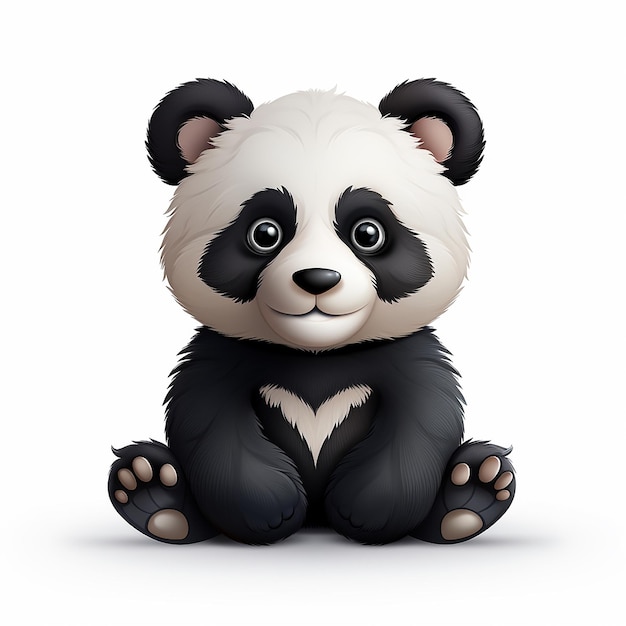 Minimalistic digital image of a cute forest panda