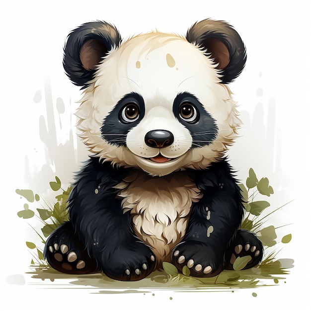 Minimalistic digital image of a cute forest panda