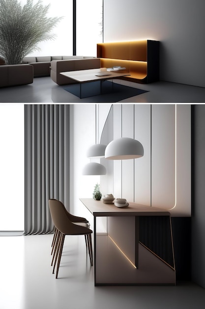 Photo minimalistic dining desk and chair interior