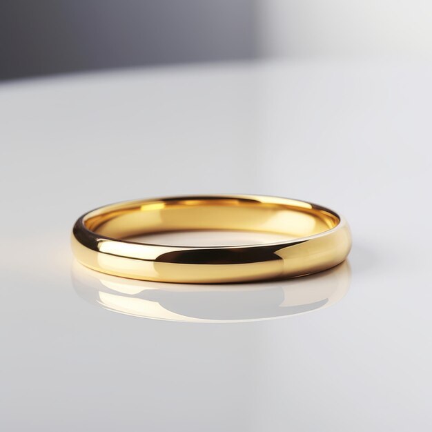 Minimalistic Elegance A Simple Golden Ring on a White Table