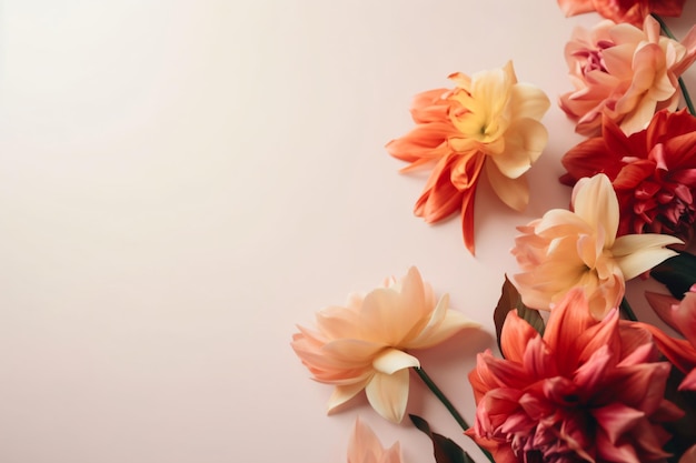 Minimalistic elegant floral spring background with copy space