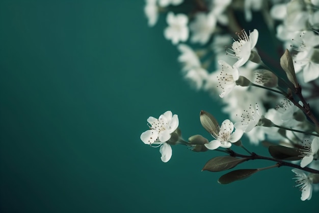 Minimalistic elegant floral spring background with copy space