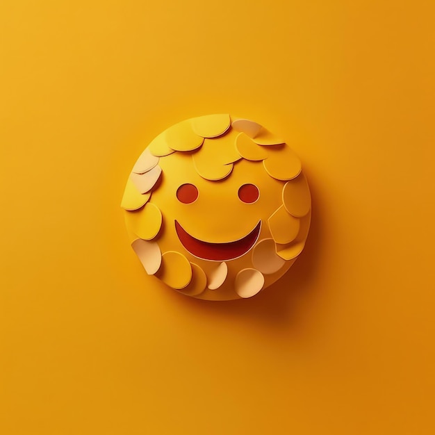 Minimalistic Emoji Celebration 3D Paper Cut Craft Illustration for World Emoji Day Greetings