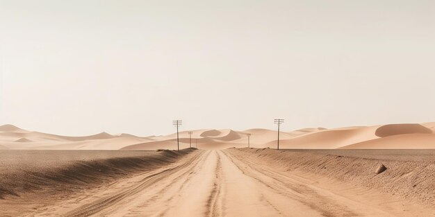 Minimalistic empty highway in desert Travel concept Generative AI