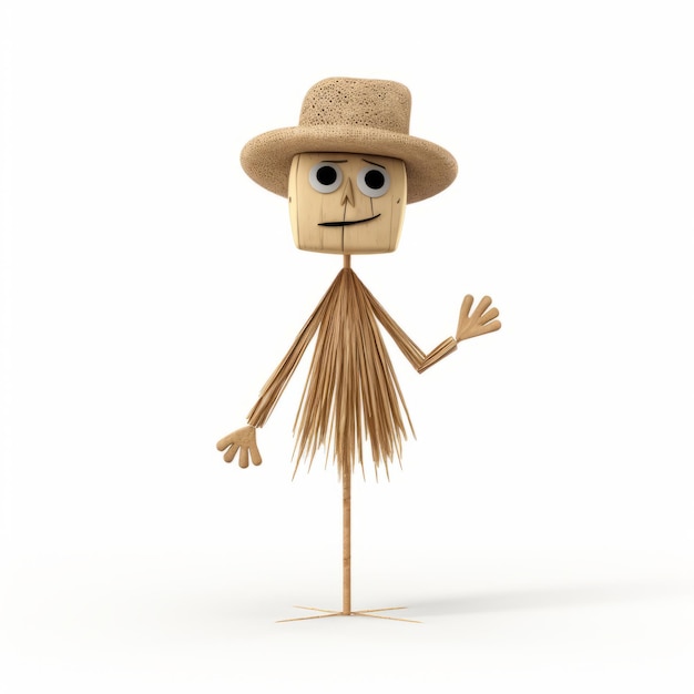 Photo minimalistic farm scarecrow on stick childbook drawing style