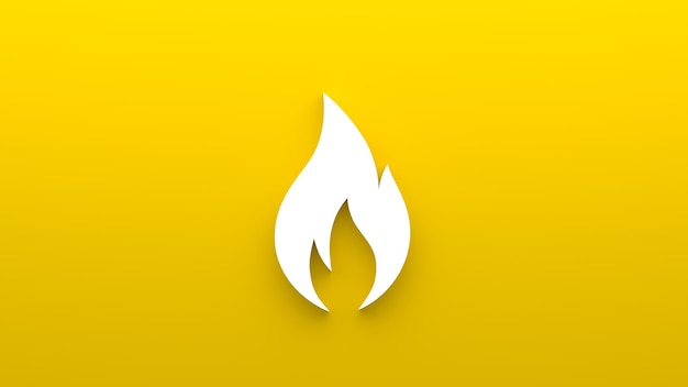 Photo minimalistic fire and flame icon 3d rendering of a flat icon on a yellow background