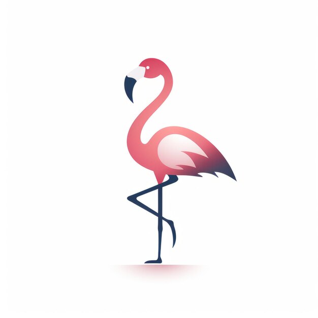 Minimalistic Flamingo Logo Icon On White Background