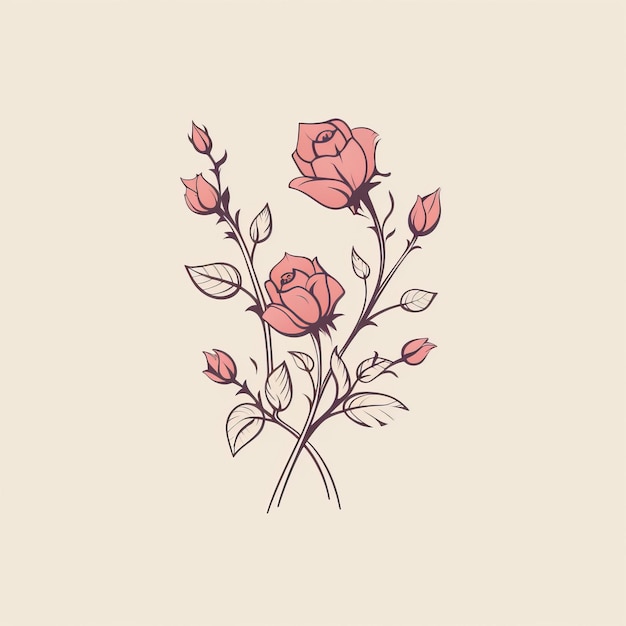 Фото Минималистический цветочный розовый векторный клипарт для дизайна логотипа, вдохновленного природой