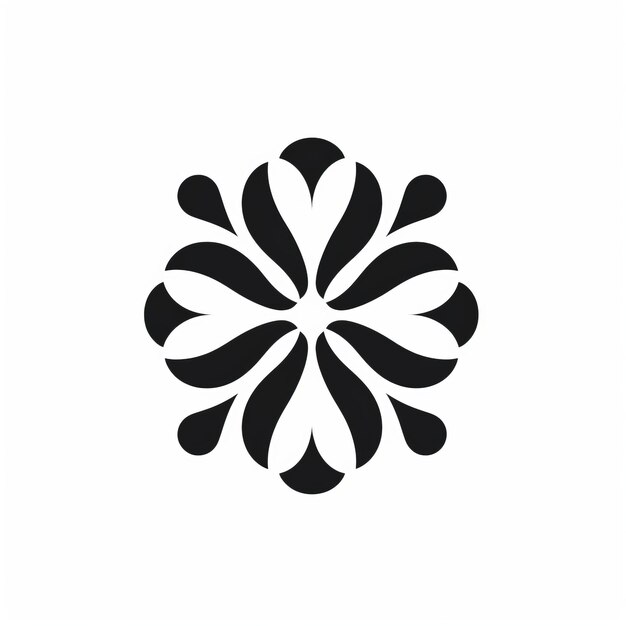 Minimalistic Flower Logo With Kinetic Patterns And Monochromatic Symmetry