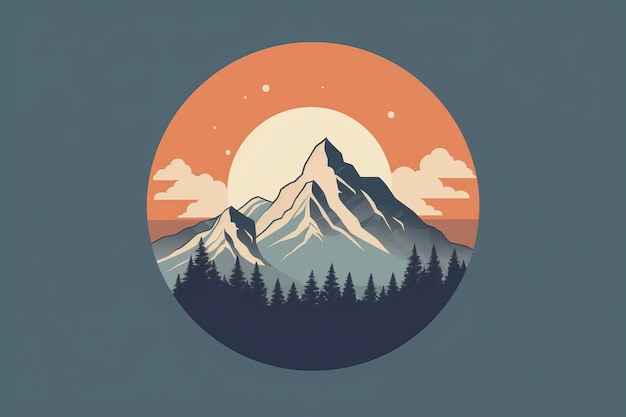 Minimalistic and geometric design of a mountain Beautiful illustration picture Generative AI