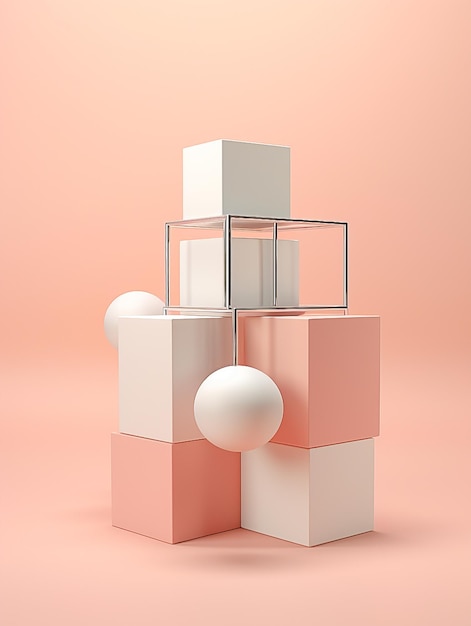 Minimalistic Geometry Pedestal with 3D Product Display and Elegant Background Ai generated