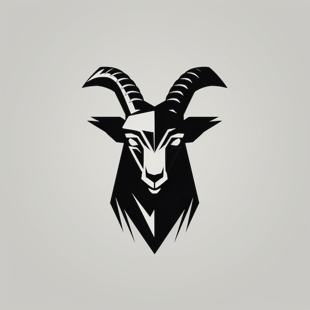 Minimalistic Goat Head Illustration Abstract Simple Black And White