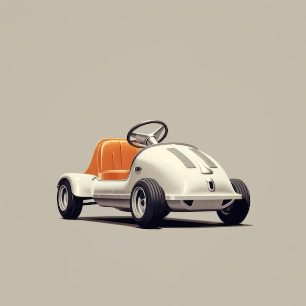 Minimalistic Gokart Illustration In The Style Of Annibale Carracci