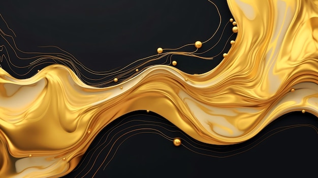 Photo minimalistic golden abstract 3d fluid web banner background