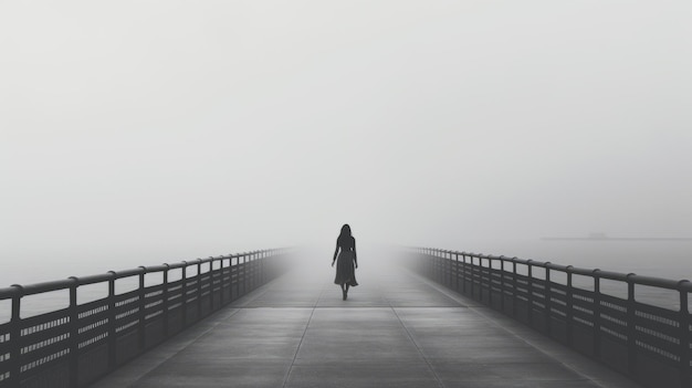 Photo minimalistic gothic travel photography bereaved in the fog