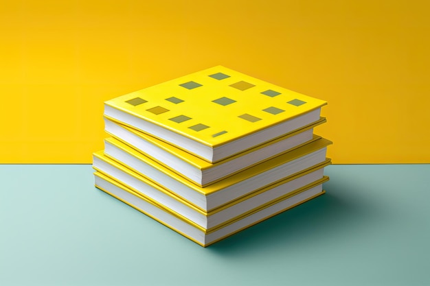 A minimalistic group of books in yellow for education and literature purposes ai generative