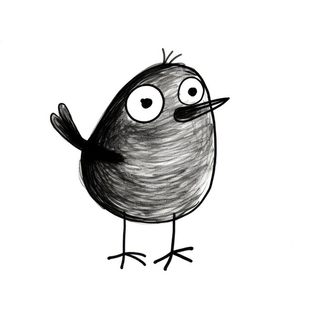 Minimalistic Happy Bird Drawing for Kids High Resolution Line Art