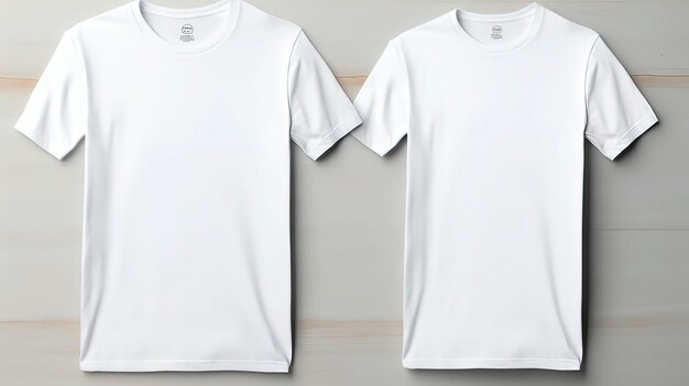 Photo a minimalistic highquality mockup template showcasing a white tshirt front and back viewed in a hori