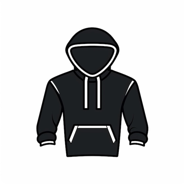 Minimalistic Hoodie Logo Icon In Monochrome Black And White