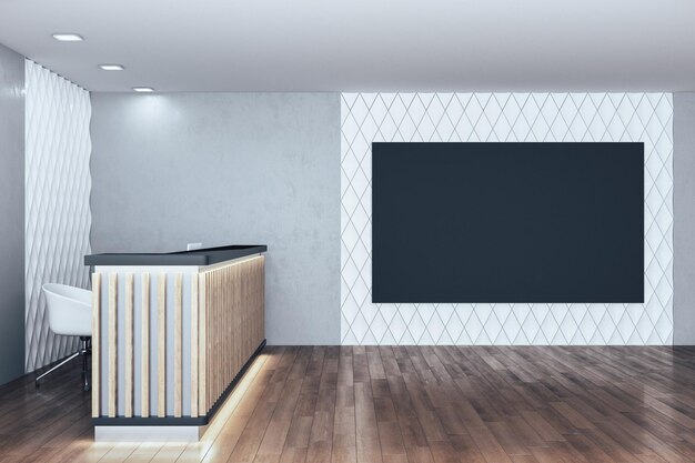 Photo minimalistic hotel hall with blank black banner