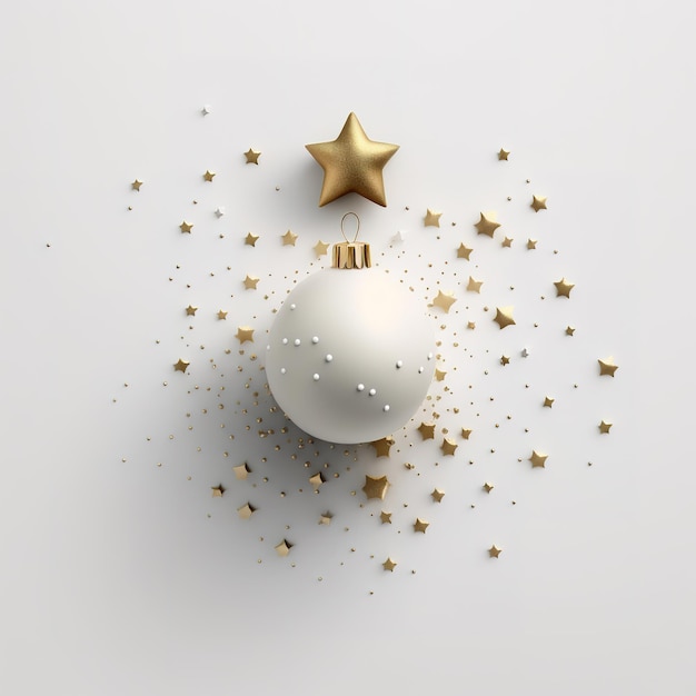 Minimalistic hristmas toys on a white background Generative AI