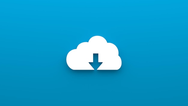 Photo minimalistic icon for uploading to the cloud cloud storage 3d rendering of a flat icon on a blue