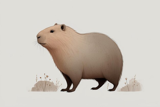 Photo minimalistic illustration of capybara