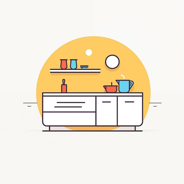 Minimalistic Illustration Kitchen Flat Illustration