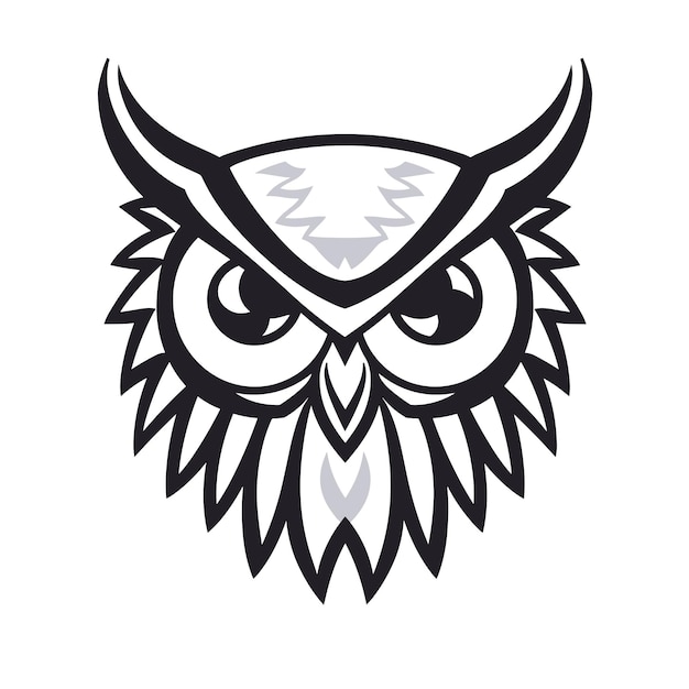 Minimalistic image of owl symbol of wisdom in vector art style