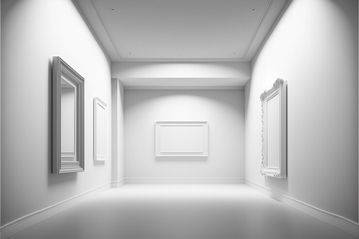 Photo minimalistic interior design with plain white room of museum