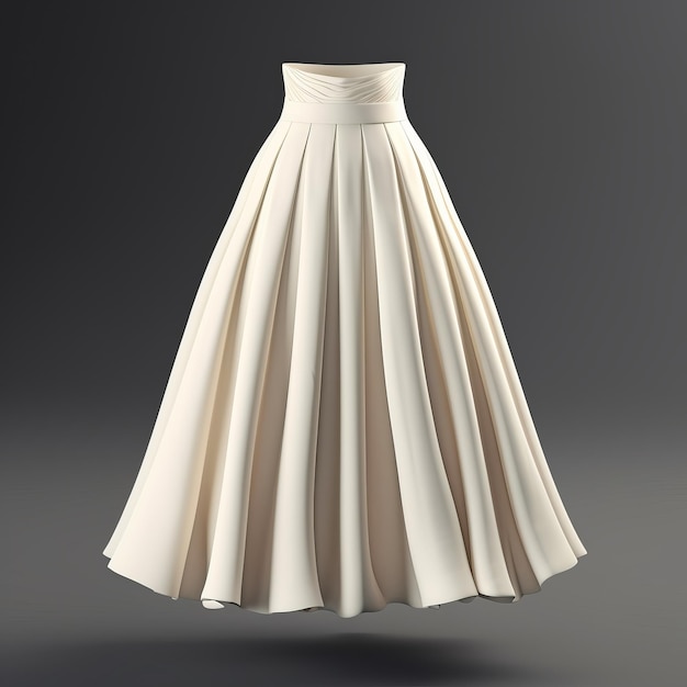 Minimalistic Ivory Dress With Pleated Skirt 3d Model