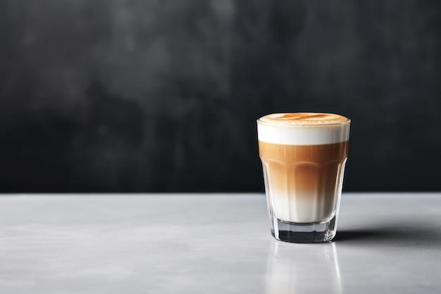 Minimalistic Latte Coffee in Glass on Table Top AI Generated