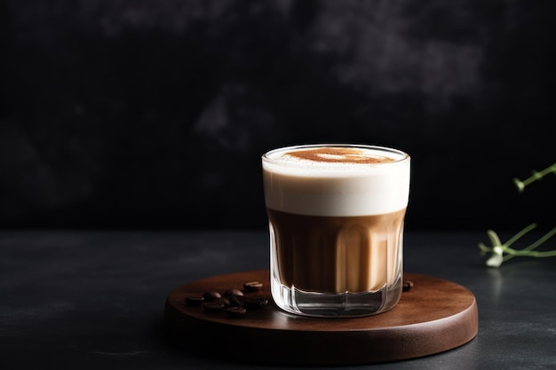 Minimalistic Latte Coffee in Glass on Table Top AI Generated