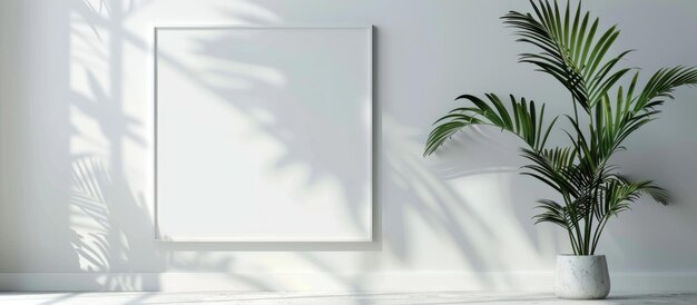 Minimalistic lifestyle concept interior indoor plant and wall poster