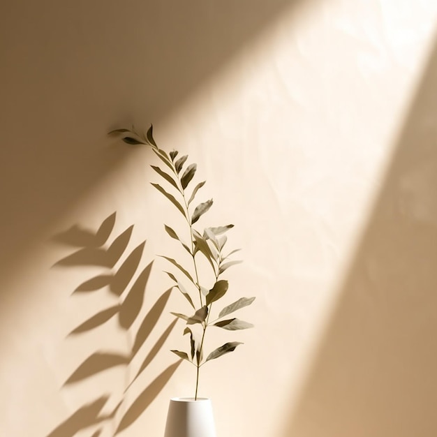 Minimalistic Light Background with Blurred Foliage Shadow