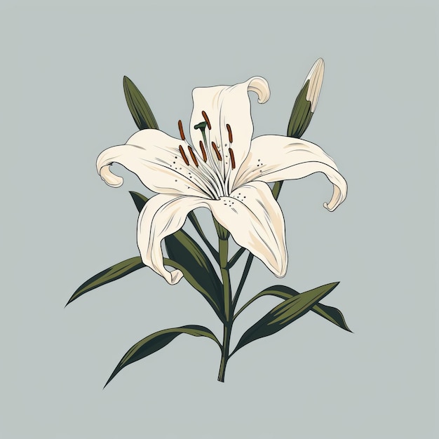 Photo minimalistic lily vector graphic on gray background