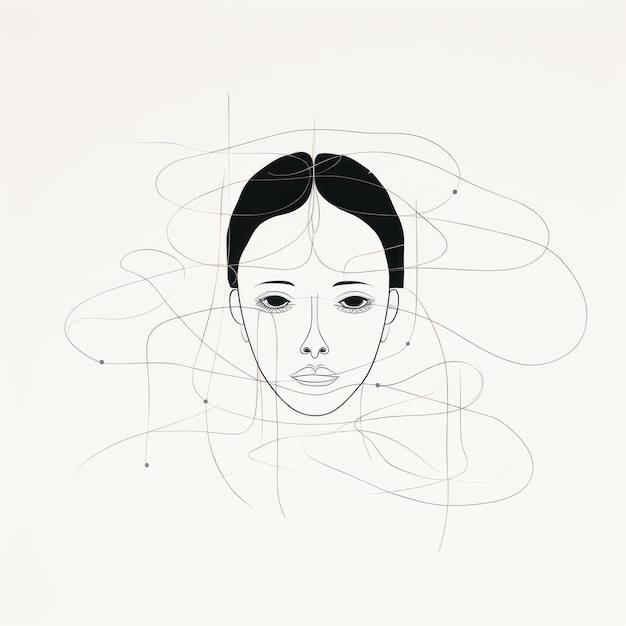 Photo minimalistic line drawing of a woman39s expression