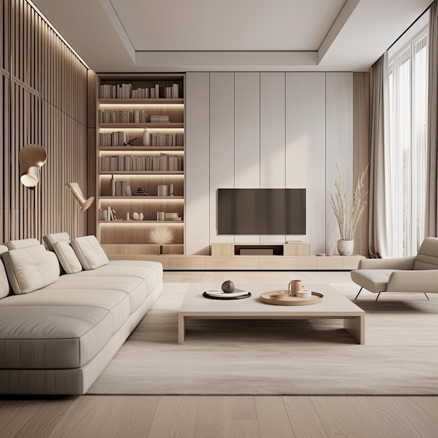 Minimalistic Living Room with Neutral Tones