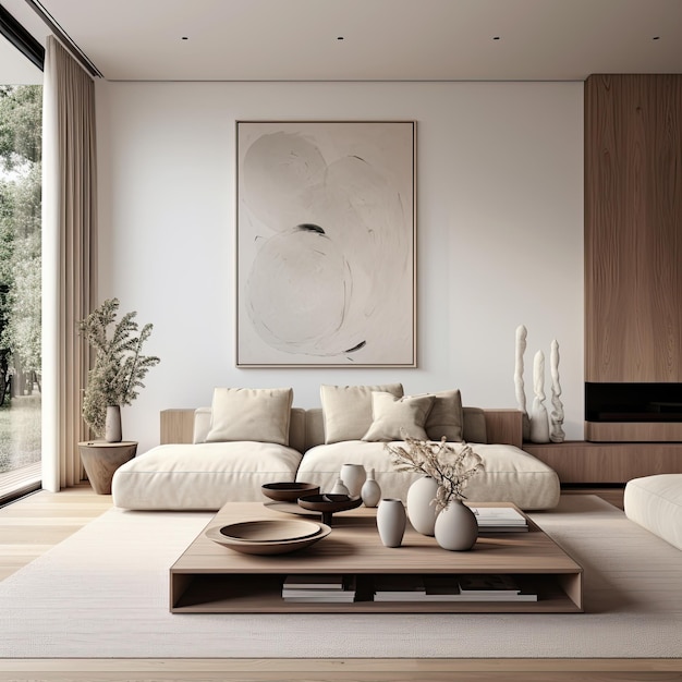 Minimalistic Living Room with Neutral Tones