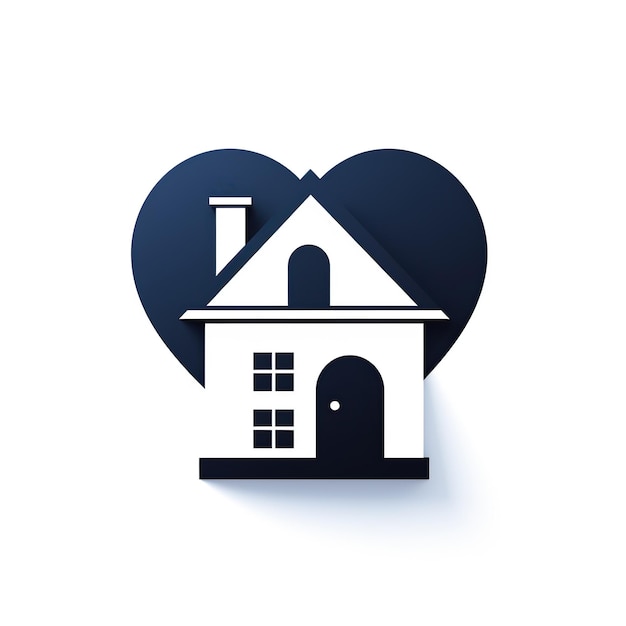 Photo minimalistic logo symbol with a heart shaped house on a white background emblem for real estate agency rental and home insurance