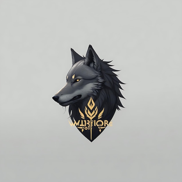 minimalistic logo there is warrior is made from wolf flacon and plant