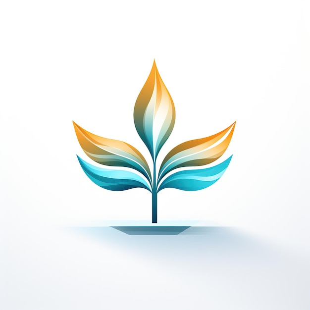 Foto logo minimalista con un ramo di pianta su sfondo bianco