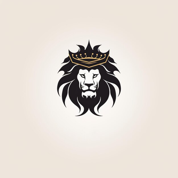 Photo minimalistic logo with a lion king head in a crown on a white background