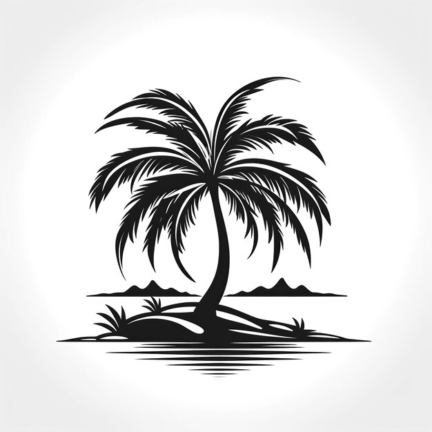 minimalistic logo with a palm tree on white background