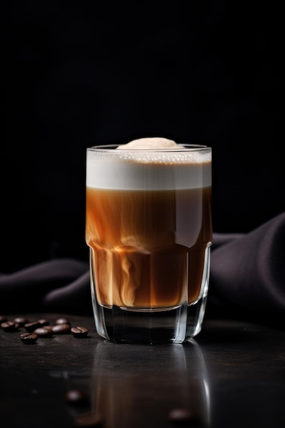 Minimalistic Macchiato in Glass on Table Top AI Generated