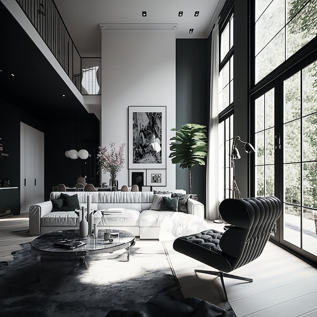 Photo minimalistic modern home an interior design illustration created with generative ai